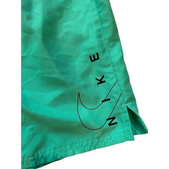 Nike Men's Drawstring Swim Shorts Trunks Bright Neon Green with Black Logo - Picture 2 of 9